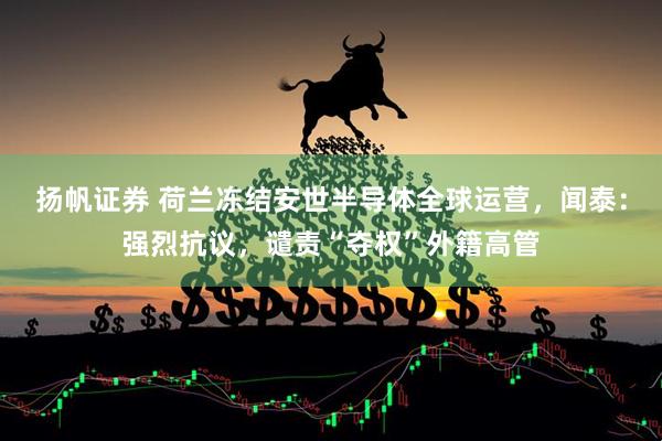 扬帆证券 荷兰冻结安世半导体全球运营，闻泰：强烈抗议，谴责“夺权”外籍高管